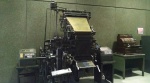 Kids - know what this is? It's an old linotype machine, which operators used to set galleys of hot type before the 1970s. This old machine has been in the lobby at the Observer since it was retired. (David Boraks photo)