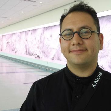 Refik Anadaol is the Turkish American artist who created "Interconnected" at Charlotte airport's expansion of Concourse A. (David Boraks photo)